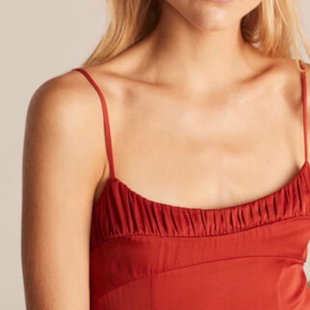 Rebecca Taylor NWT Ruched Top Long Dress Pomodoro Size 16 - Picture 4 of 16